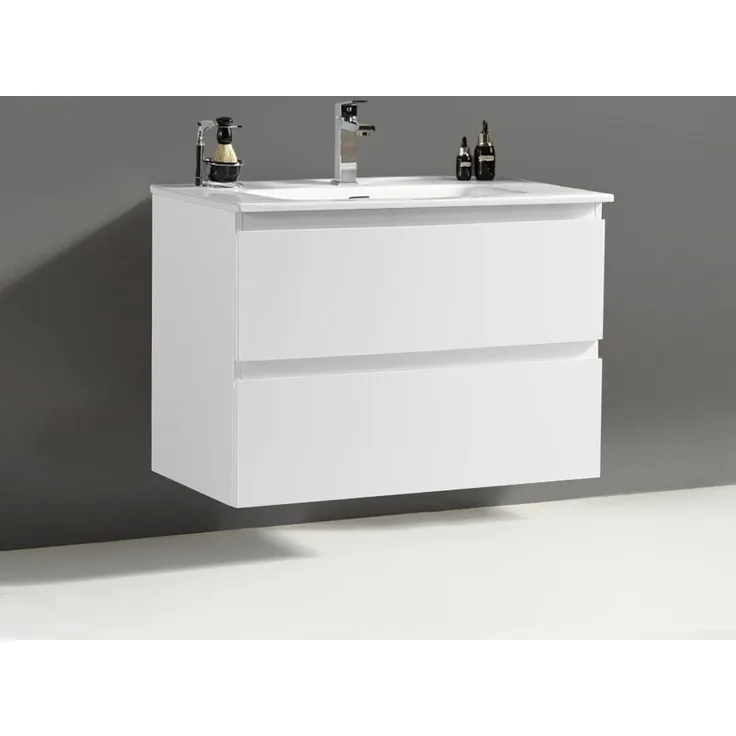 Alpenberger Badmöbel-Set - Badschrank Badezimmer Schrank, (2 Waschbeckenunterschrank Schubladen, Waschbecken mit Überlauf), Waschtisch mit Unterschrank 80 cm Breit