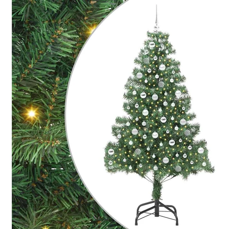 vidaXL Weihnachtsbaum mit LED-Beleuchtung Grün 210 cm PVC und Stahl 3396394 – Bild 2