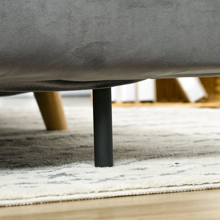 HOMCOM 2-Sitzer Sofa mit Bettfunktion, verstellbare Rückenlehne, Samtoptik, bis 250 kg belastbar, Grau, 130 x 78 x 79 cm – Bild 9