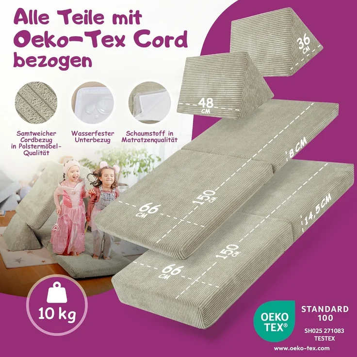 Linodino Kindersofa Spielsofa I aus Schaumstoff Bausteine I Spielcouch für Kinder, 3 Jahre Garantie – Bild 5
