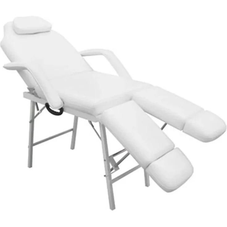 Kosmetikstuhl Tragbar Kunstleder 185×78×76 cm Weiß – Bild 2