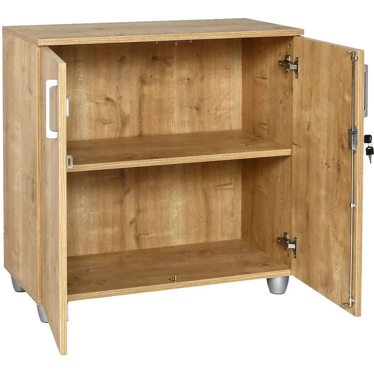 Schreibtisch Set 2 GELA, Saphir Eiche Dekor, rechts gewinkelt, inkl. Schreibtisch, Beistellcontainer 3 Schübe, Aktenschrank – Bild 5