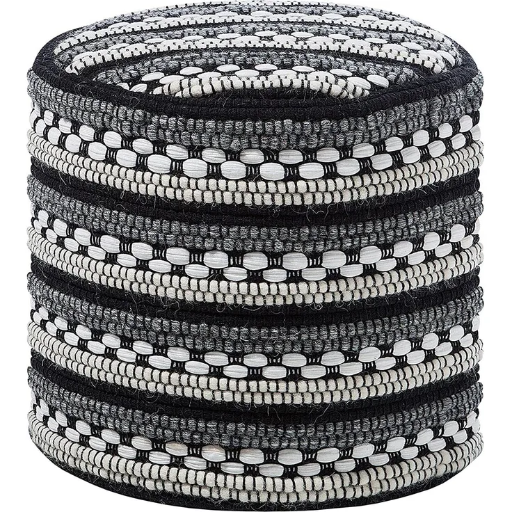 Pouf schwarz-weiß ⌀ 41 cm GUNTUR