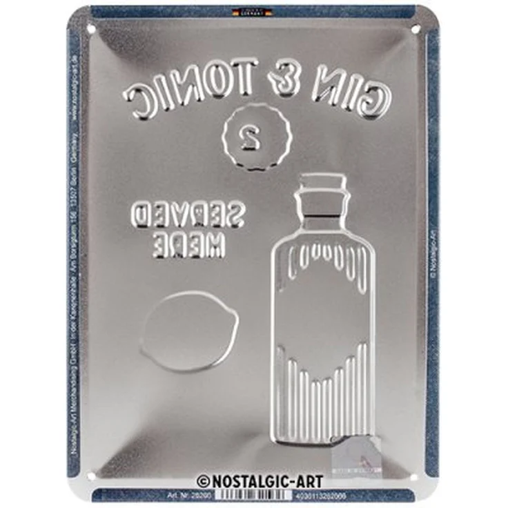 Nostalgic Art Blechschild Gin & Tonic Served Here - 15x20cm – Metall – Mehrfarbig – 26266 – Bild 3