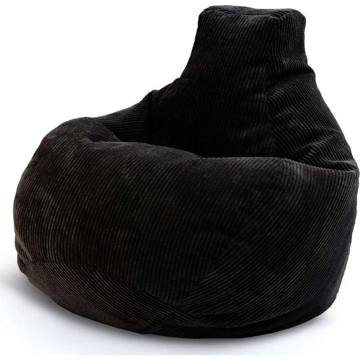 Green Bean® Sitzsack mit Rückenlehne 80x80x90cm - Gaming Chair mit 230L Füllung Cordstoff - Bean Bag Bodenkissen Lounge Sitzhocker Relax-Sessel Gamer Gamingstuhl Schwarz – Bild 1