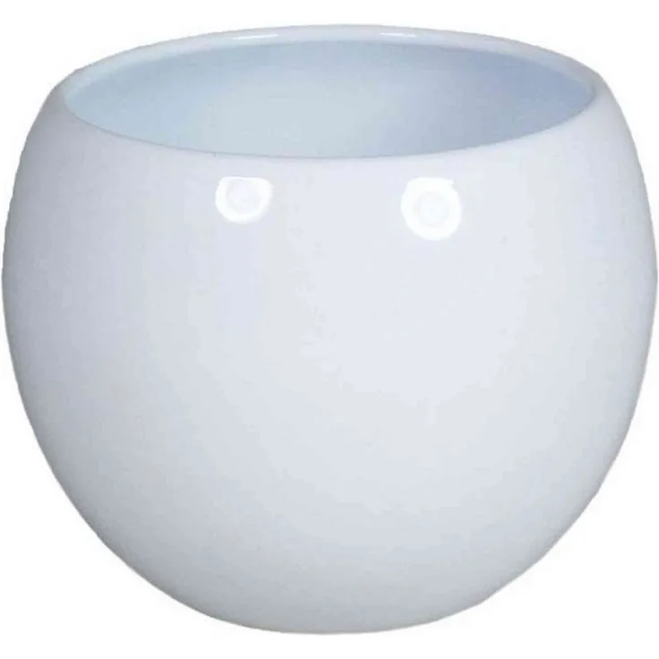 INNA-Glas Blumentopf Keramik Pflanztopf, Ø13cm, 9,5cm, weiß