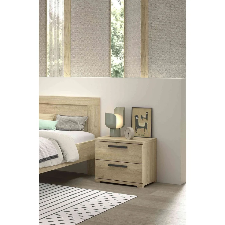 SAM Artikel-Set 3-tlg. best aus, Einzelbett, Nachtkonsole, Kleiderschrank 2-trg, Ausf. Eiche Melamin Dekor – Bild 10