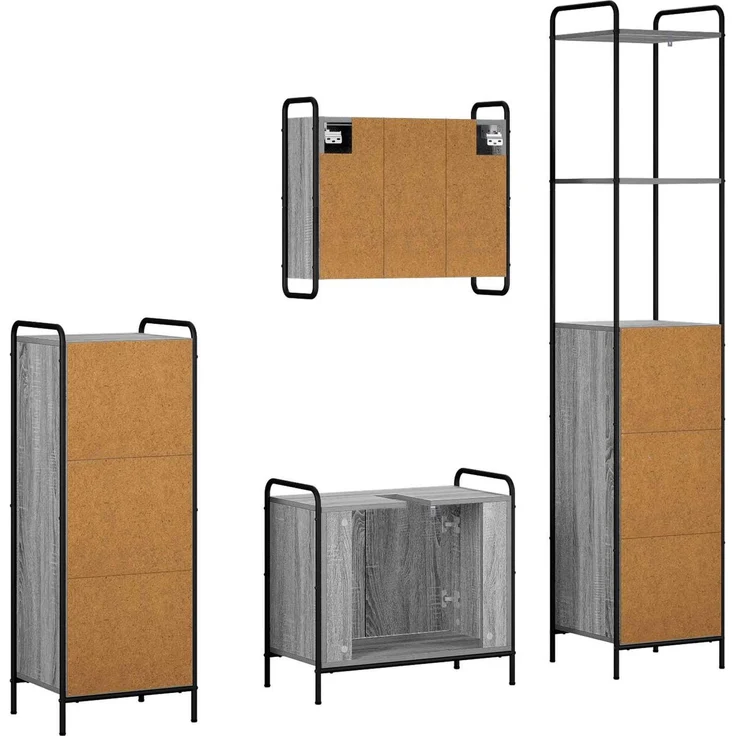 vidaXL Badezimmerschrank-Set 4 stk. Sonoma-Grau 40 x 36 x 200,5 cm 3444666 – Bild 8
