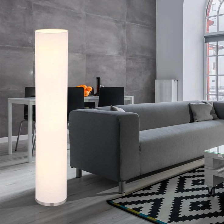 Stehlampe, sandfarben, Textil-Schirm, rund, H 110cm – Bild 2