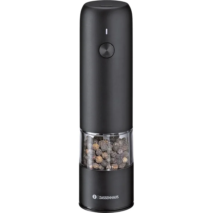 Pfeffermühle Salz-Gewürzmühle USB elektrisch 14cm ZASSENHAUS Köln schwarz 033137