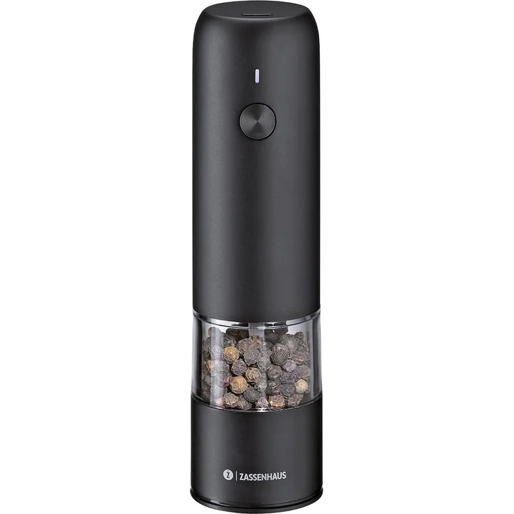 Pfeffermühle Salz-Gewürzmühle USB elektrisch 14cm ZASSENHAUS Köln schwarz 033137