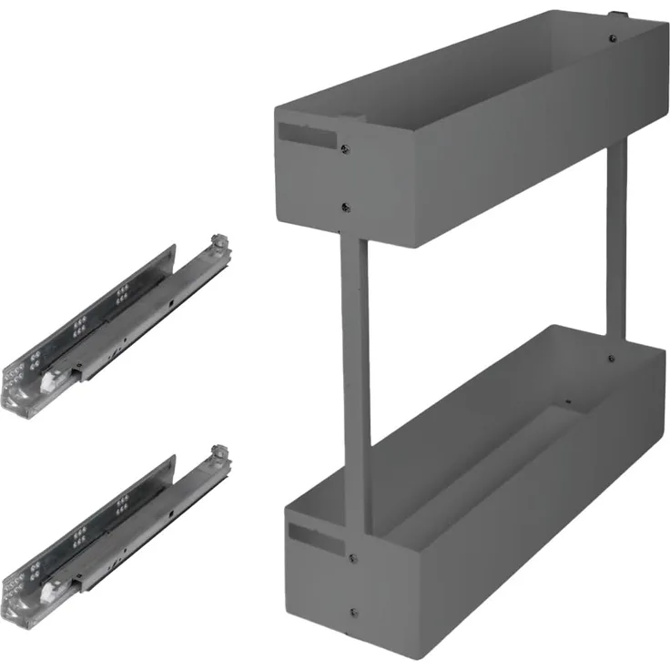 Prima-Online Auszugsunterschrank Schrankauszug Küche 2 Etagen 150–200mm Softclose WOPLUS Anthrazit/Weiß