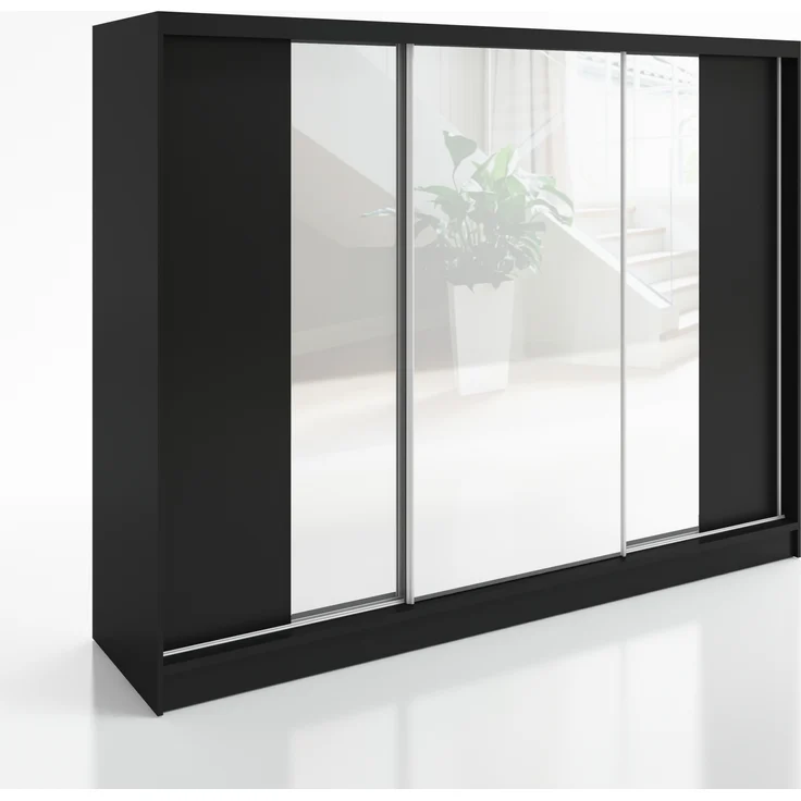 A&J MöbelLand Schwebetürenschrank VIDA 200 cm 3-türig Schrank mit Schubladen und Spiegel – Bild 1