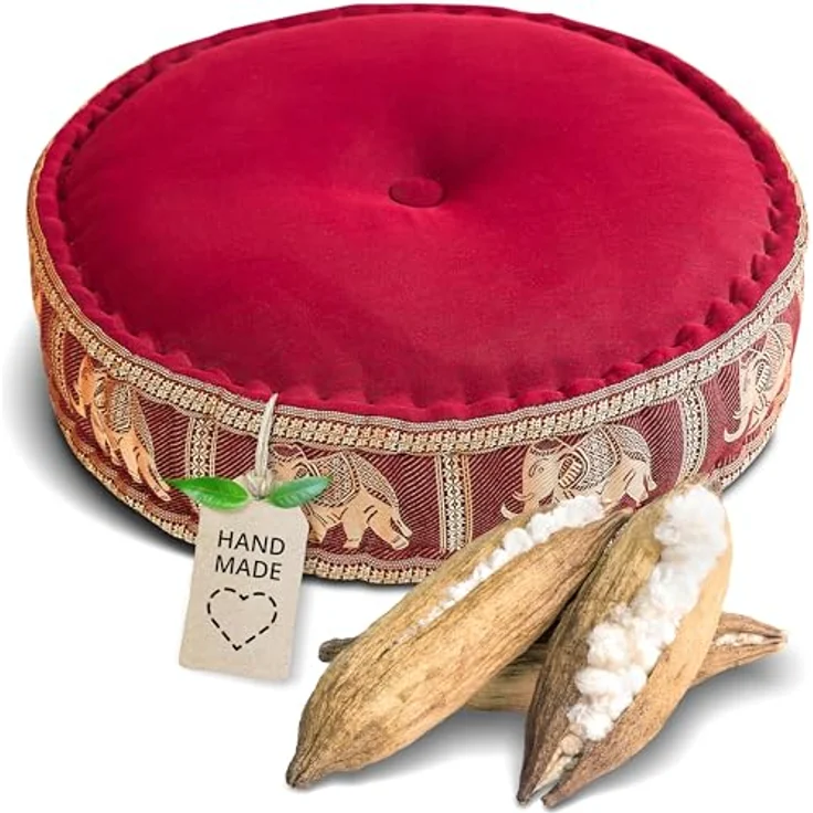livasia Meditationskissen Zafukissen groß (Deluxe) vegan und handgefertigt, 44x15cm, Kapok – Bild 2