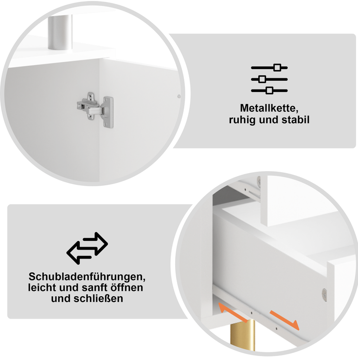 DESVIAE Sideboard mit LED-Beleuchtung und Glastüren 80x80x35 cm Spanplatte Weiß – Bild 5