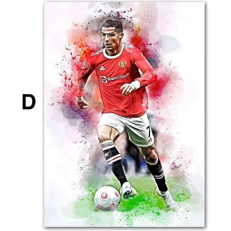 Poster Fußballspieler Lionell Messi & Christiano Ronaldo Tor Jubel als Deko Print ohne Rahmen - D / 30 x 40 cm