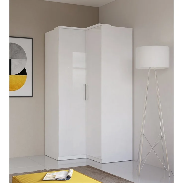 Lomadox Kleiderschrank OLMO-83 weiß mit Fronten in Hochglanz weiß 109/217/63 cm – Bild 5