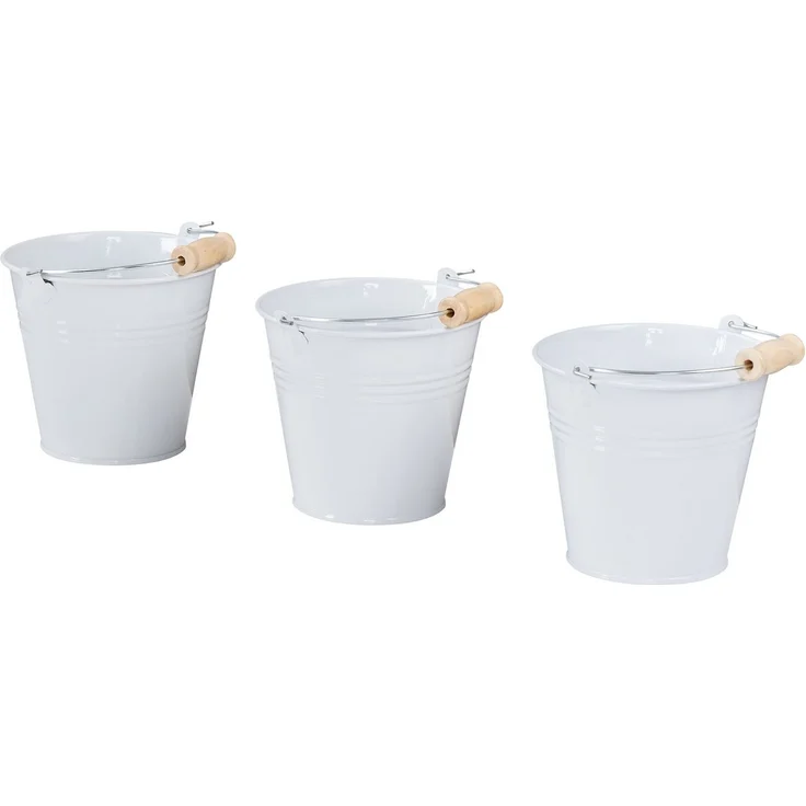 Levandeo® Kräutertopf, 3er Set Pflanztopf Metall H10cm Weiß Kräutertopf Mini Eimer – Bild 5