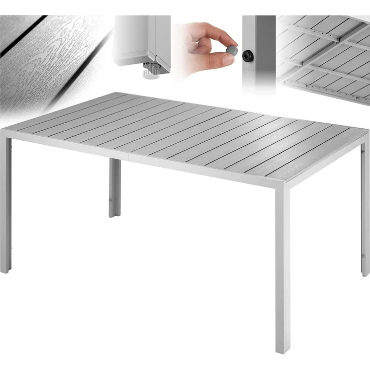 tectake Gartentisch Bianca (1-St, 1 tlg), Rostfreies, stabiles Gestell aus Aluminium