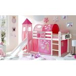 Ticaa Rutschbett mit Turm Kasper Kiefer Weiß - Horse Pink