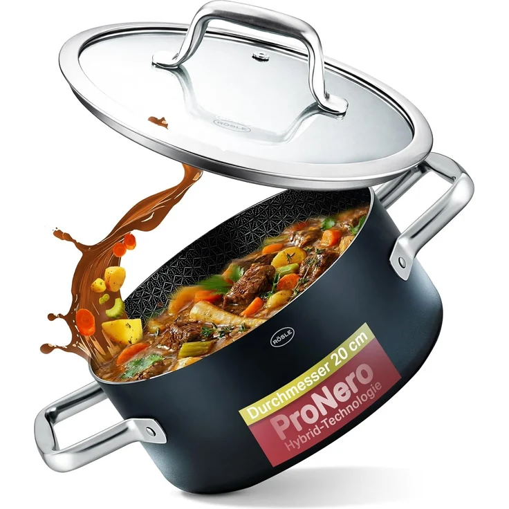 RÖSLE Bratentopf EBONIC Ø20 cm ProNero Keramik-Wabenbeschichtung 911063 – Bild 1