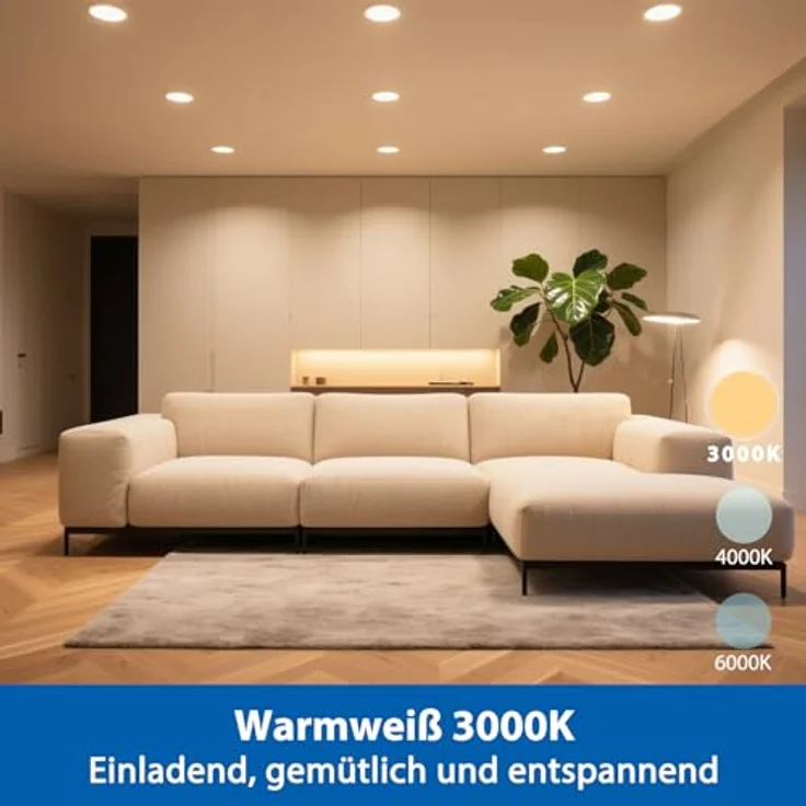 ZIZZLER LED Einbaustrahler Spot 230V, Flach 68-80mm, Warmweiß 3000K, IP44, 5W, 10er Set für Badezimmer und Feuchträume – Bild 3