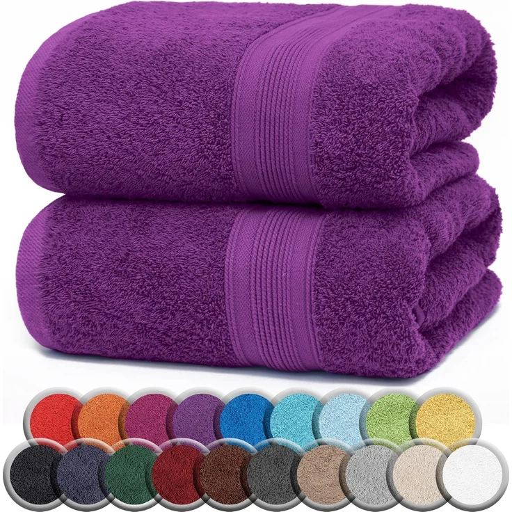 NatureMark 2er Pack SAUNATÜCHER/BADETÜCHER – Premium Qualität 80x200 cm – Sauna-Handtuch 100% Baumwolle – Farbe: Lila