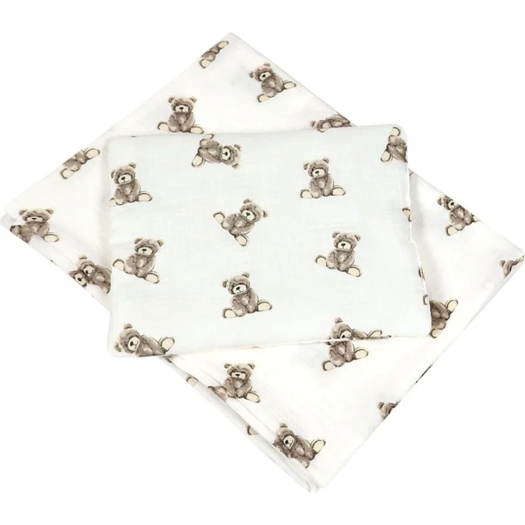 Babydecke BabyLux Musselin Decke 75x100cm +Kissen für Kinderwagen Wiege Babybett, BabyLux, KD6 - Bären – Bild 3