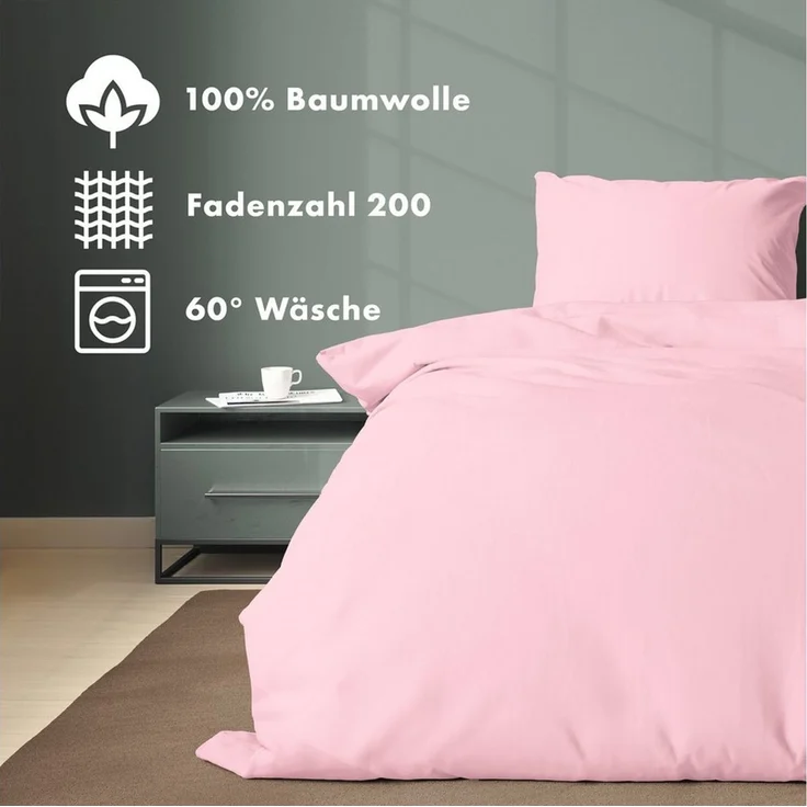 Jacobson Bettwäsche Set - 100% Baumwolle, Perkal, 2 teilig, Erhältlich in den Größen 135x200, 155x220, 200x200, 200x220, 240x220 – Bild 3