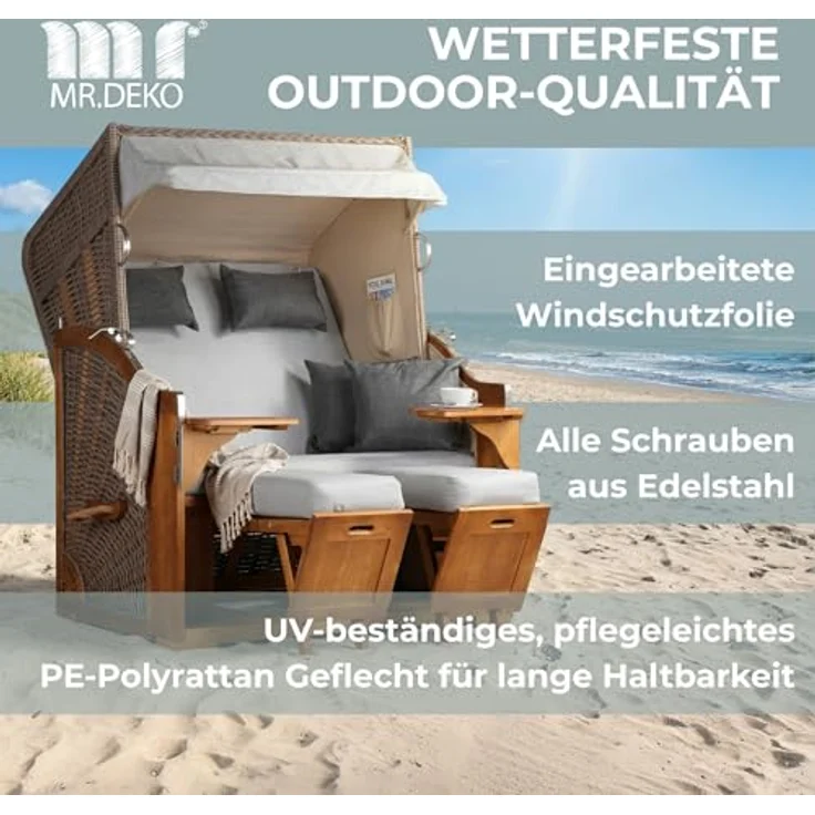 Strandkorb Schleswig Pinie braun PE mokka Dessin 559 – Bild 6
