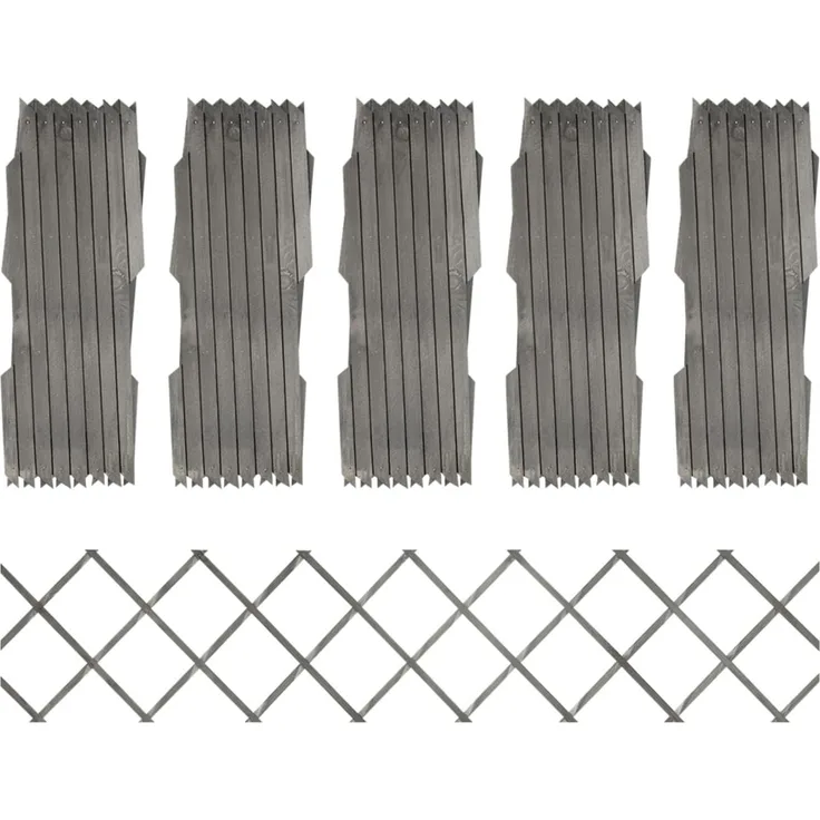vidaXL Rankzäune 5 Stk. Grau Massivholz Tanne 180x30 cm 316423