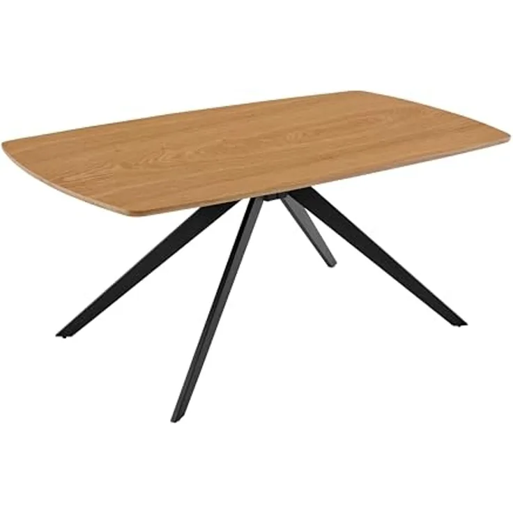 byLIVING Esstisch Jason/Tischplatte in Eiche Natur, Spinnenfußgestell in schwarz/Echtholzfurnier & abgerundete Kanten/Esszimmertisch/Küchentisch/Maße: 160 x 90, H 75 cm