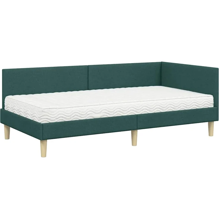 vidaXL Eckbettgestell mit Matratze 2 stk. Dunkelgrün 90 x 190 cm Stoff 3393737 – Bild 4