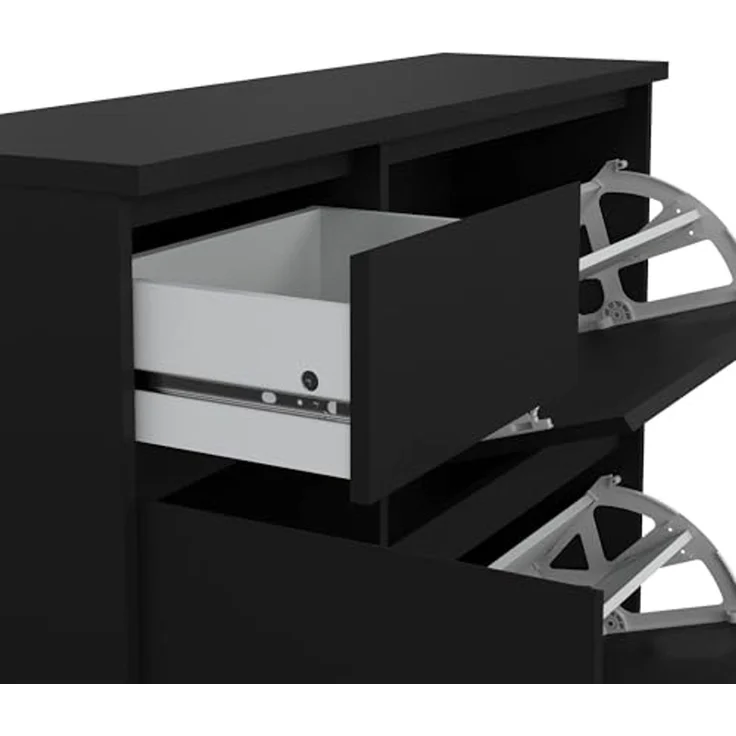 Dmora - Schuhschrank Maxime, Schuhregal, Mehrzweck-Eingangsgarderobe, Möbel für Schuhe, 109x32 h93 cm, Schwarz – Bild 5