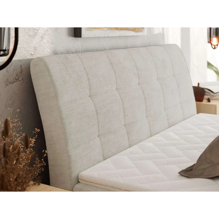 Boxspringbett DAGOS 160x200 cm mit Kopfteil, Lattenrost und Stauraum – Doppelbett mit Matratze & Topper Visco , stabile Konstruktion, Bettkasten, modernes Design - Creme Schenille glatt - H4 – Bild 3