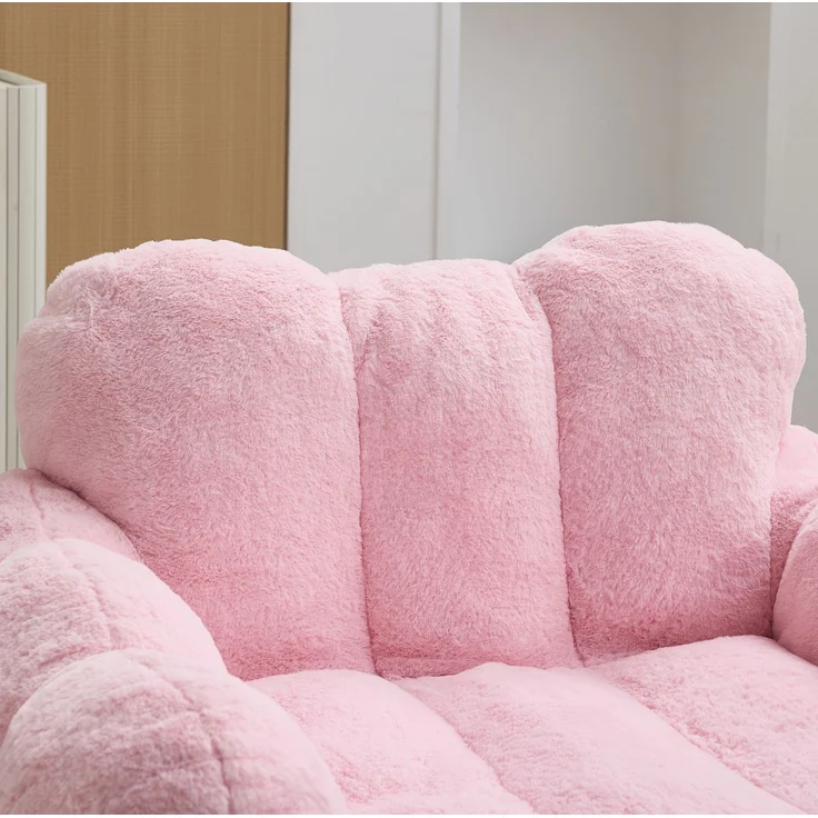 Sitzsack, Plüsch, lotusförmig, mit Schaumstofffüllung & vakuumverpackt, 90x105x75 cm, Weiß – Bild 3