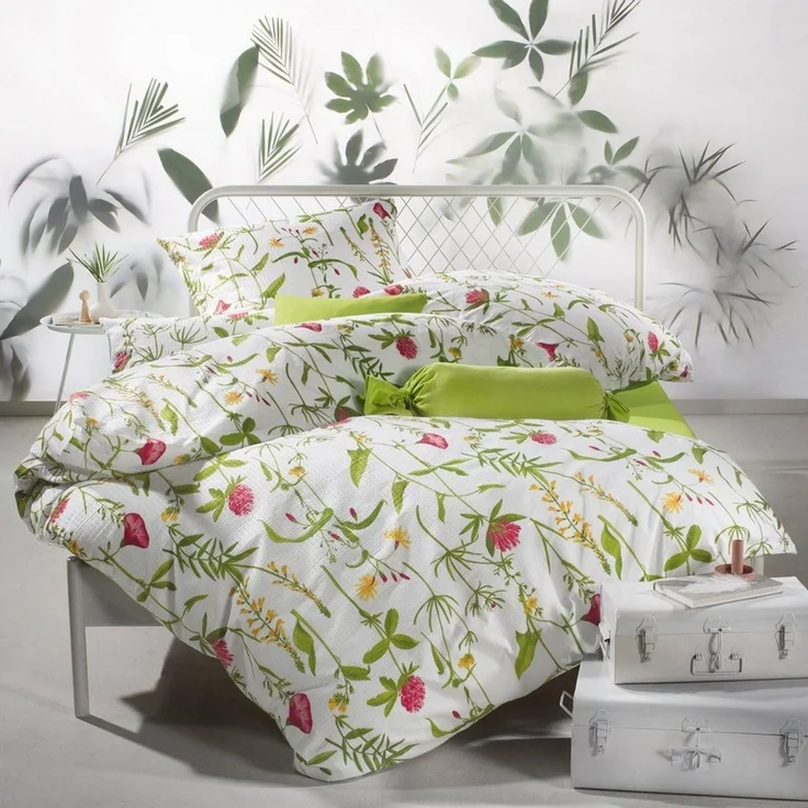 Erwin Müller Bettwäsche Bettwäsche, Seersucker, 2 teilig, Perkal-Seersucker Blumen – Bild 2