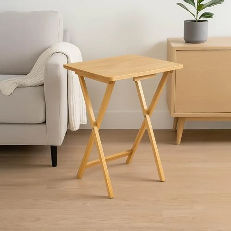 Home Vida Klappbarer Snack Tisch, Holz, Natur – Bild 4