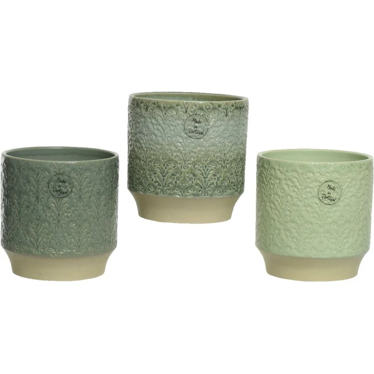 Decoris season decorations Blumentopf, Blumentopf / Übertopf 12x13cm Keramik 1 Stück sortiert Grün – Bild 1