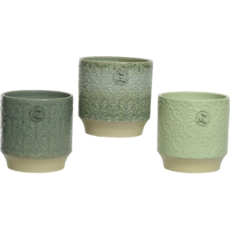 Decoris season decorations Blumentopf, Blumentopf / Übertopf 12x13cm Keramik 1 Stück sortiert Grün
