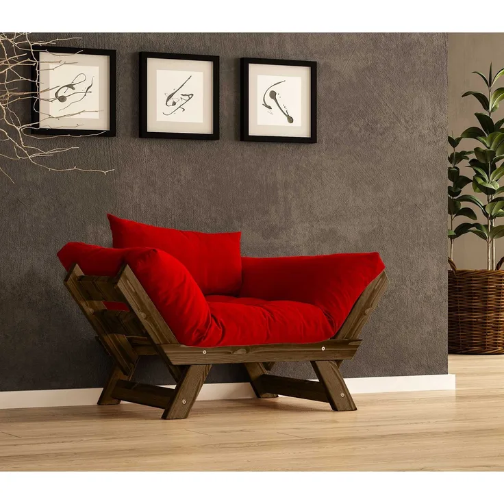 Skye Decor 'CPT8135-140' Garten-Sessel, Walnuss / Rot, 108-140 x 75 cm