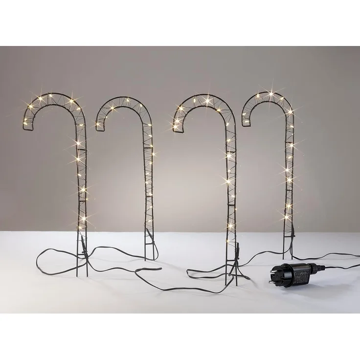 4er Set LED Kupfer Zuckerstangen Außen Gartenbeleuchtung Weihnachtsbeleuchtung