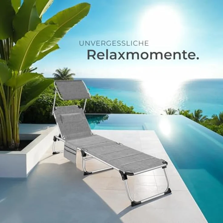 tectake Gartenliege Sonnenliege, 1, 1 St, 1tlg, gepolstert, klappbar – Bild 9