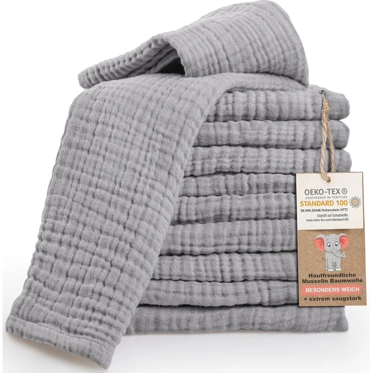 Laynenburg Spucktuch Baby 10er-Set in 30x50cm aus extra weichem Musselin - 100% Baumwolle, Musselin-tücher als Mulltücher, Mullwindeln oder Stoffwindeln