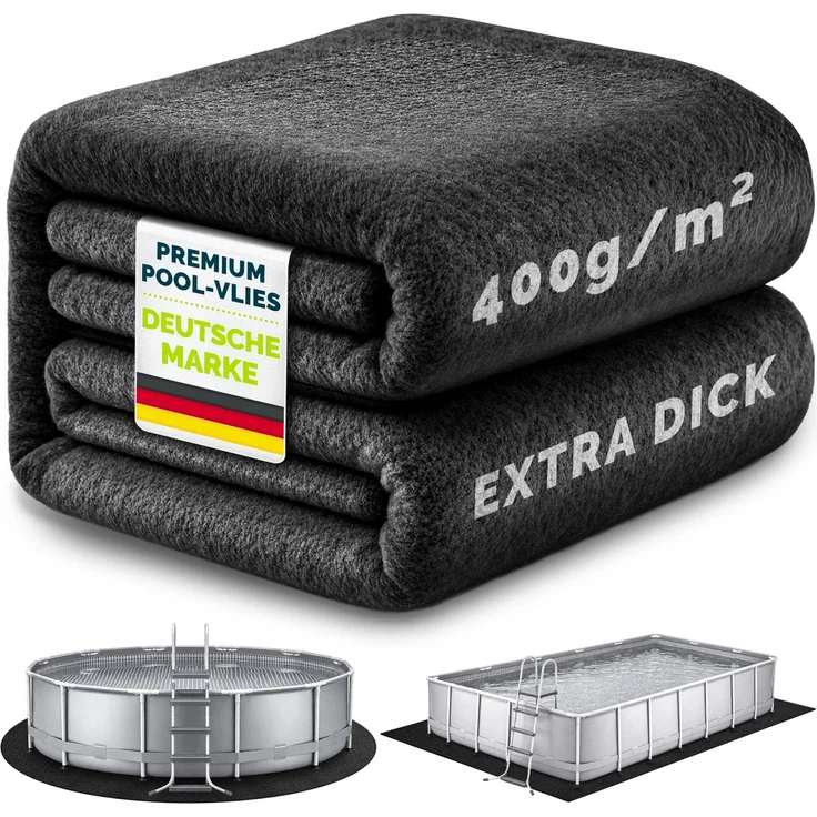 tillvex® Premium Pool Unterlage Rund 520 cm Geotextil 400g/m² | Bodenplane für Pools bis Ø 490 cm | Poolmatte zuschneidbar Bodenschutzvlies Schwimmbecken | Reißfeste Poolunterlage Bodenschutzmatte