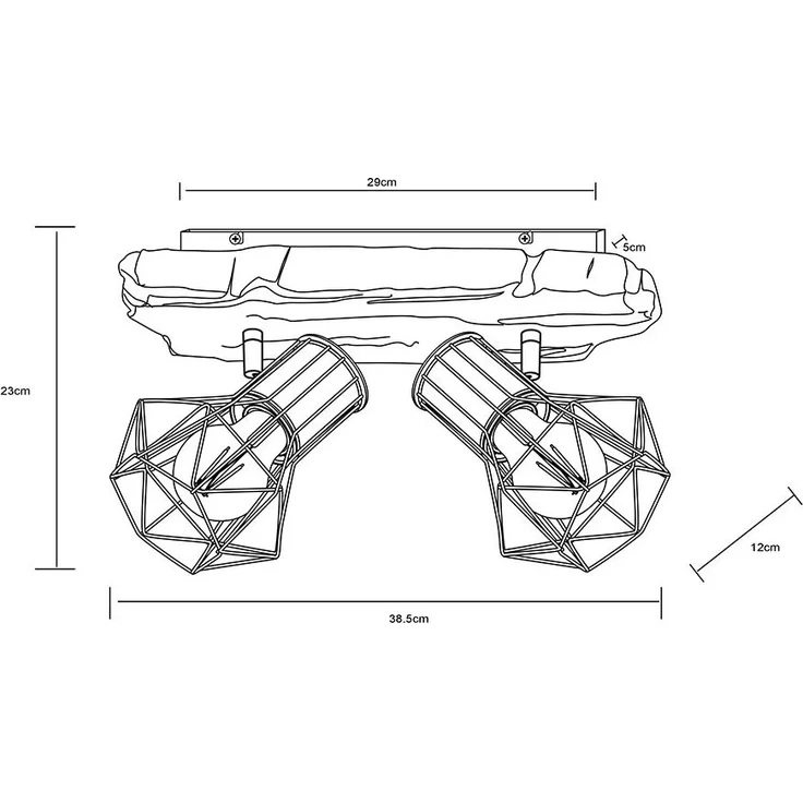 Deckenleuchte, Holzoptik, Metall, schwarz, L 38,5 cm – Bild 9