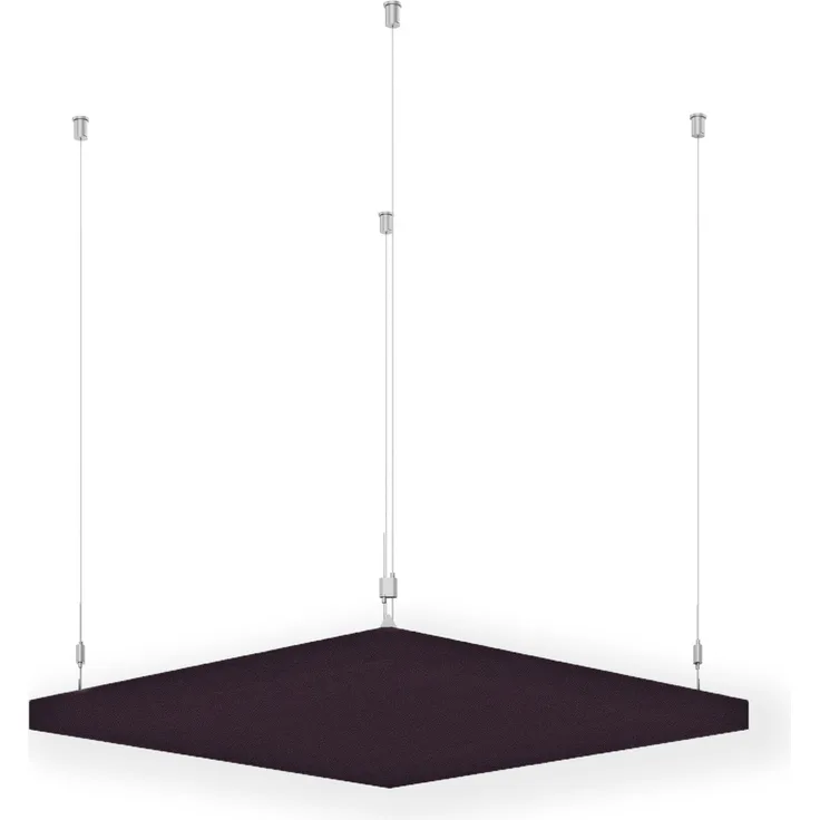 Rheinland Möbel FocusWall DAQ1010 – Quadratischer Akustik-Deckenabsorber 100×100 cm in Stofffarbe Tarot inkl. Chrom-Stahlseilen - Made in Germany - Klasse A, Stoffbezug, schwer entflammbar
