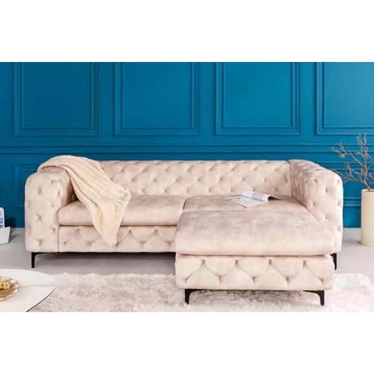 riess-ambiente Fußhocker MODERN BAROCK 92cm champagner / schwarz (Einzelartikel, 1 St), Wohnzimmer · Samt · 3-Sitzer · Federkern · Chesterfield – Bild 4