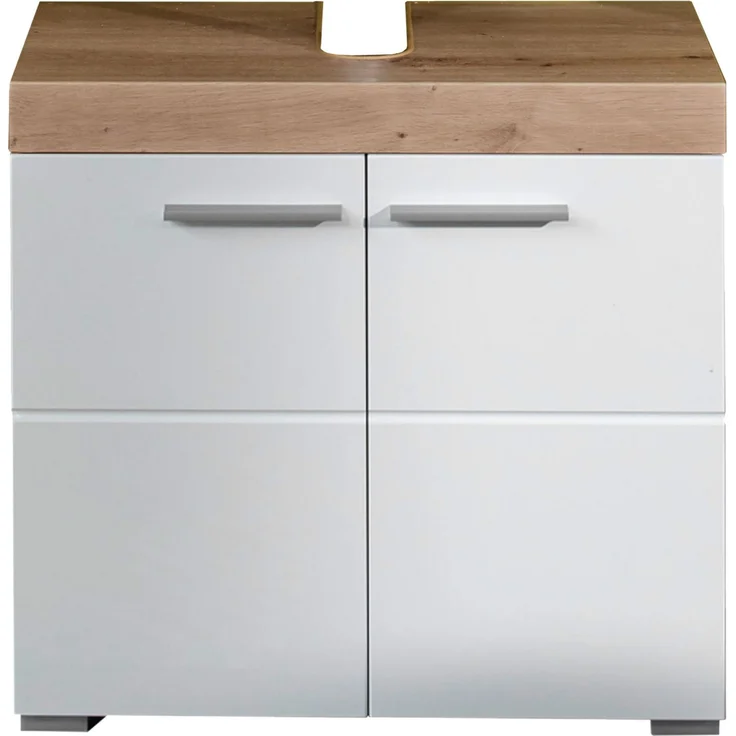 Trendteam 'Amanda' Waschbeckenunterschrank, Hochglanz, 56 x 34 x 60 cm, Weiß / Eiche – Bild 1