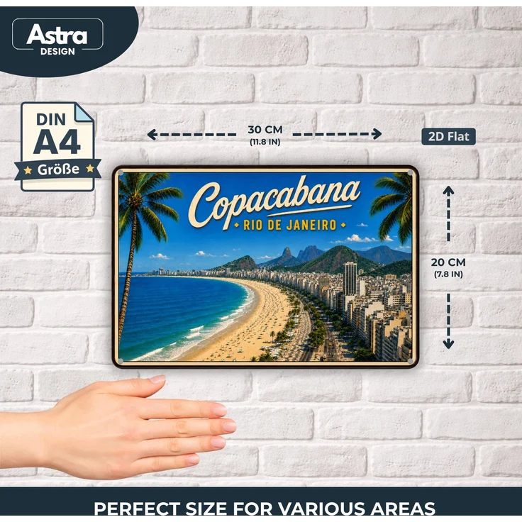 AstraDesign Blechschild 20x30cm - Copacabana Rio de Janeiro – Metall – Mehrfarbig – AD0493 – Bild 2